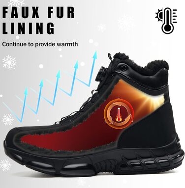 Зимові захисні чоботи,  водонепроникні для чоловіків та жінок. Робочі черевики з повітряною подушкою, сталевим підноском, утеплені, розміри 36-47 EU, чорний.