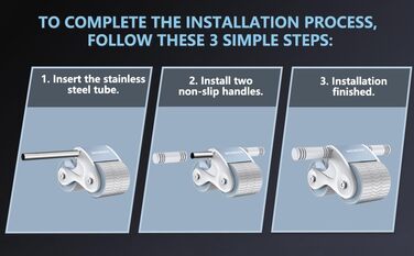 Ролик для пресу з автоматичним відкатом для дому, стабільний тренажер для пресу, з наколінниками, для тренування пресу та сили, світло-блакитний