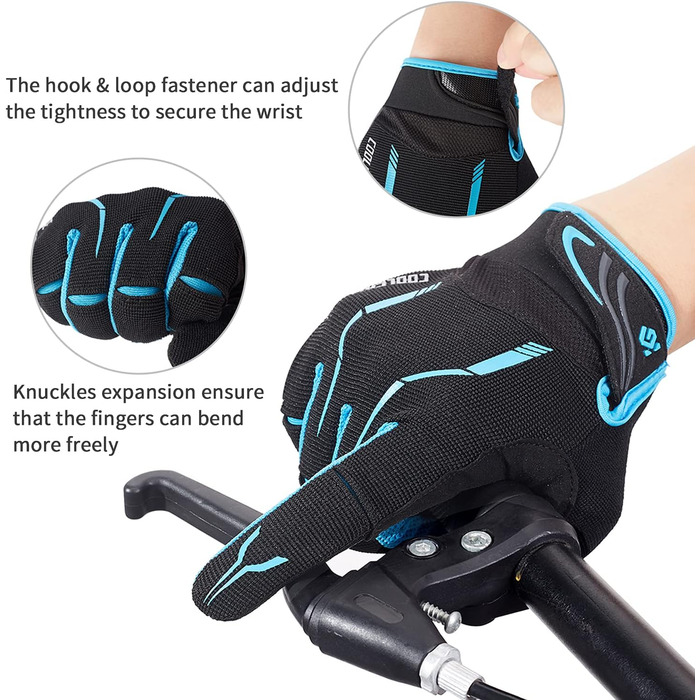 Велосипедні рукавички Vofinger для чоловіків та жінок, MTB, сенсорний екран, синій (S)