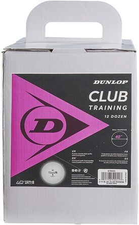 Тенісні м'ячі Dunlop Club Training 144 шт., білі, для настільного тенісу, для тренувань, для початківців і досвідчених гравців