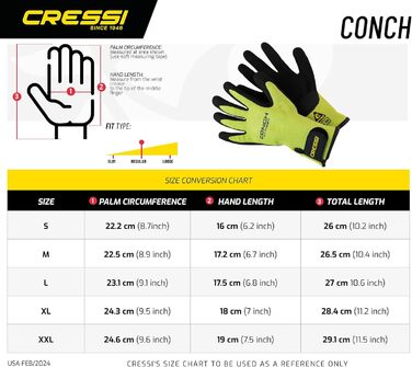 Рукавички для дайвінгу Cressi Conch Dyfiber, XL, лайм