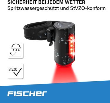 LED акумуляторний задній ліхтар Fischer Stableuchte TWIN, велосипедний, перезаряджається, IPX4, чорний