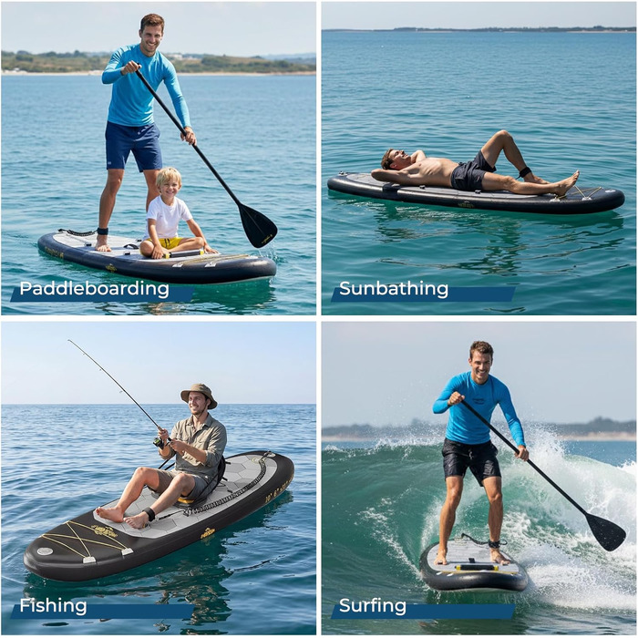 Надувне SUP-борд JUMMICO: стабільний, швидкий, з рюкзаком (чорний)