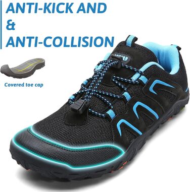 Дитячі трекінгові черевики Littleplum для хлопчиків, підошва для босоногих, дихаючі, антиковзні, чорно-сині, 35 EU