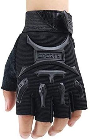 Дитячі велосипедні рукавички Long Keeper - півпальчикові, для катання на велосипеді, скейтборді, роликах, скелелазіння (чорний)