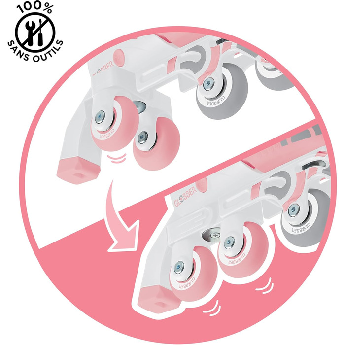 Ролики GLOBBER 2в1 для дітей, регульовані, Inline та Quad, ABEC 9, рожеві