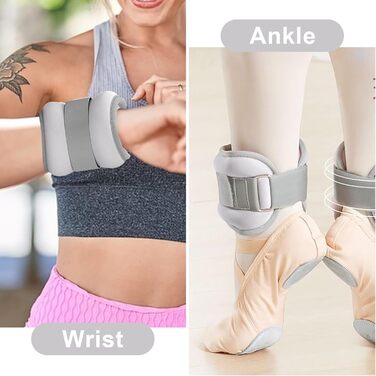 Важкі манжети для ніг та рук (0,5 кг) - 2 шт. для пілатесу, йоги, ходьби, бігу, аеробіки (сірий)