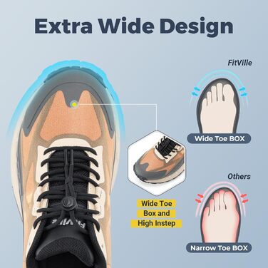 Черевики для трекінгу FitVille з широкою колодкою для чоловіків, Slip-On, Outdoor, з захистом стопи, дихаючі, для трейлу, з гнучкою застібкою, розмір 40-50, 44 EU, широка колодка, сірий колір