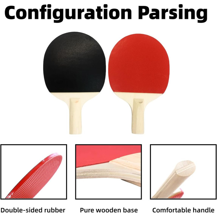 Набір для настільного тенісу з регульованою ручкою та сіткою, ідеальний для гри в приміщенні та на вулиці, а також для тренувань. Комплект 2