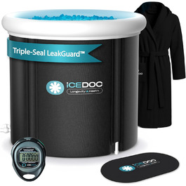 IceDoc Recovery Pod XL: відновлювальний под для спортсменів та дорослих - надувний бак для криотерапії з захисним покривалом, халатом, секундоміром та неслизьким килимком. Розмір XL