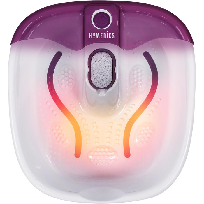 Ванна для ніг HoMedics з масажем і підігрівом, масажна ванночка для ніг із функцією тепла, бульбашковий масаж, підтримка температури, пемза для педикюру, догляд за ногами