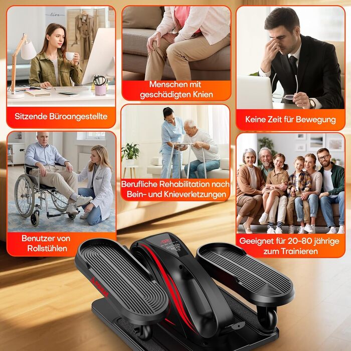 Еліптичний тренажер під стіл для дому, 2 в 1 електричний з 15 швидкостями та 3 автоматичними режимами, тренажер для ніг для літніх людей з пультом дистанційного керування, тихий та портативний (рожевий, 15 швидкостей + 3 автоматичні режими)