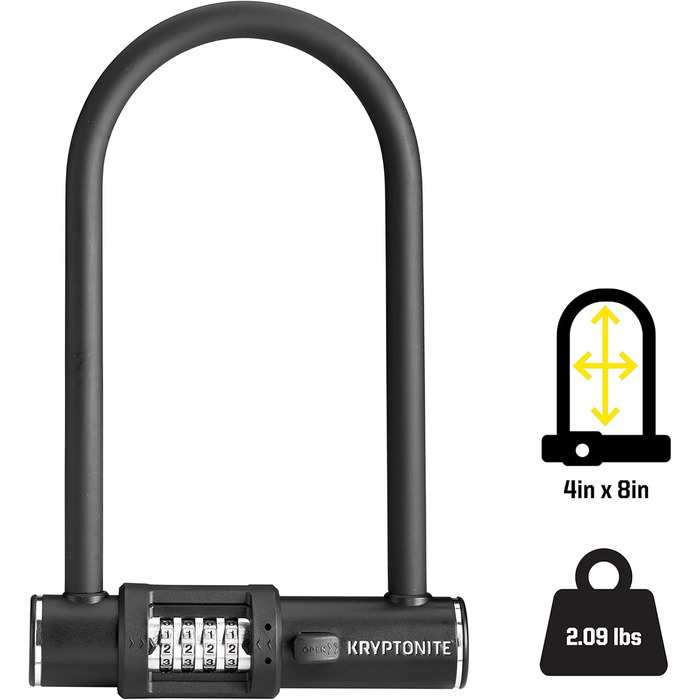 Блокувальник велосипедів Kryptonite Combo Standard 12 мм Комбінований - Захист від викрадення, для велосипедів та скутерів