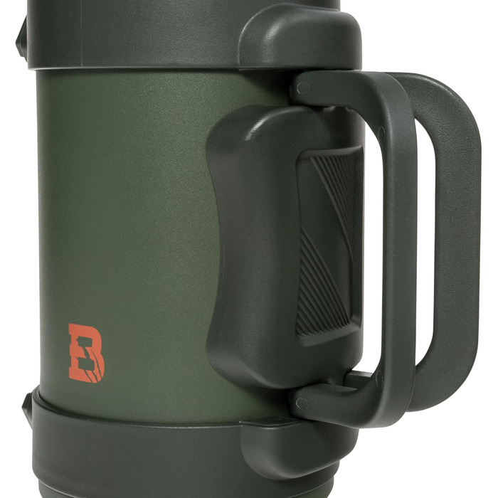 Термос Badger Outdoor Big Boy 1,3 л з нержавіючої сталі, із чайним ситечком, вакуумною ізоляцією, зберігає тепло до 24 годин, з ремінцем для перенесення, оливковий зелений