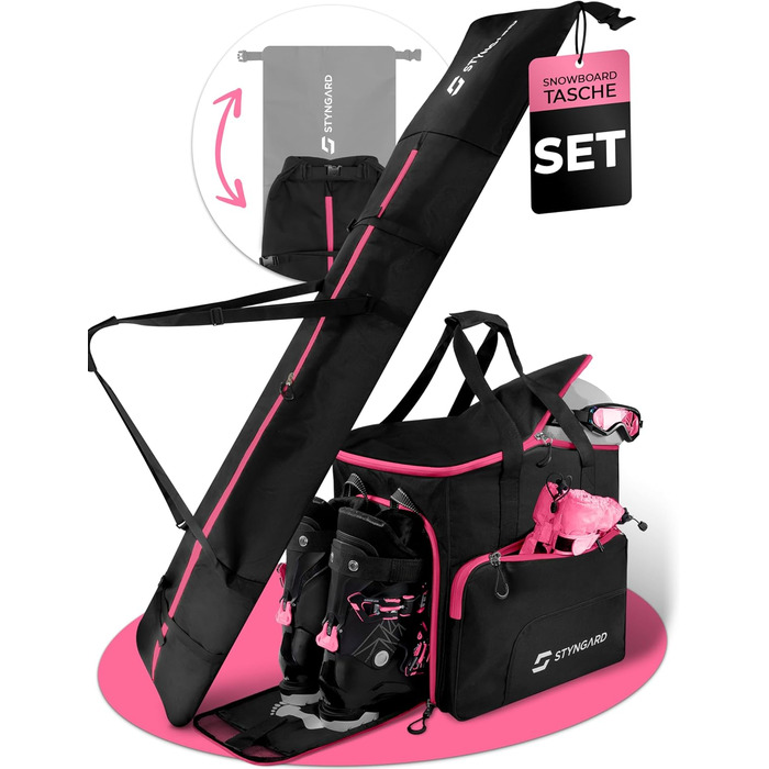 Чохол для сноуборду STYNGARD Calgary з сумкою для черевиків (140-190 см) - чорно-рожевий
