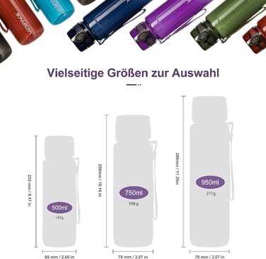 Вода пляшка UZSPACE 750 мл Tritan, без BPA, для спорту та активного відпочинку, фіолетовий