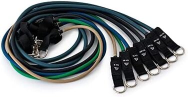 Набір для силових тренувань SmartWorkout® з гумовими стрічками опору – 19 шт., до 120 кг, стержень, дверний анкер, програма тренувань