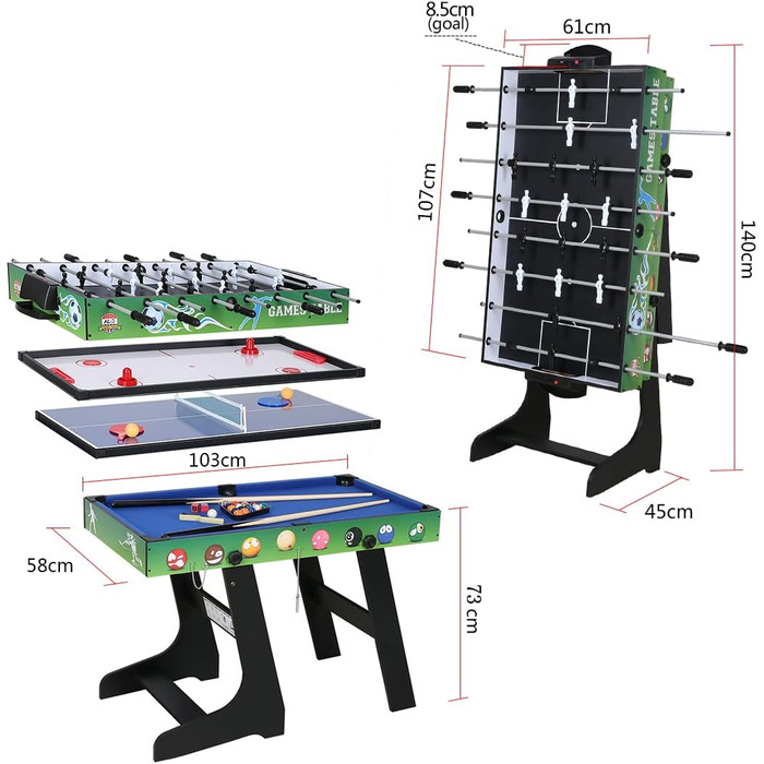 Спортивний ігровий стіл 4 FT 4-в-1 Steady: Білліард/Снукер, Футбол, Настільний теніс, Хокей