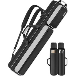 Чохол для більярдної кістки, 10 x 13 см, з кишенями, на 4 кістки, 5 аксесуарів, з підкладкою, м'який та міцний, з регульованими плечовими ременями для чоловіків та жінок (Чорний / Сірий)