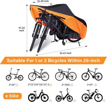 Водонепроникний чохол для велосипеда на 1 або 2 велосипеда – Heavy Duty 420D захист від дощу, сонця, пилу та вітру. Підходить для електровелосипедів, гірських та шосейних велосипедів