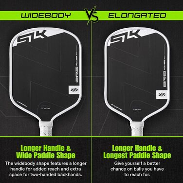 Paddel для піклболу SLK ERA Power від Selkirk: карбон + скловолокно, динамічний серцевину, для агресивної гри (білий/оп. сад, велика зона удару)