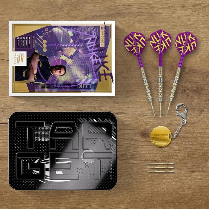 Дарти сталеві Target Darts Luke Littler Gen 1 Prodigy Swiss Point, 90% Tungsten, 22/23/24г - Професійний набір для гри в дартс