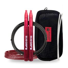 Спортивний стрибкун BEAR GRIP Elite Speed — швидкісна скакалка з антиковзаючими ручками для кросфіту, MMA, боксу та HIIT тренувань, регульована, червона
