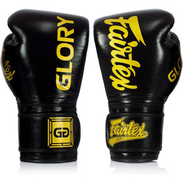 Боксерські рукавички Fairtex X Glory 16oz, шкіряні, чорні, для кікбоксингу, муай-тай, спарингу, ручна робота, офіційні Glory Kickboxing, Тайланд