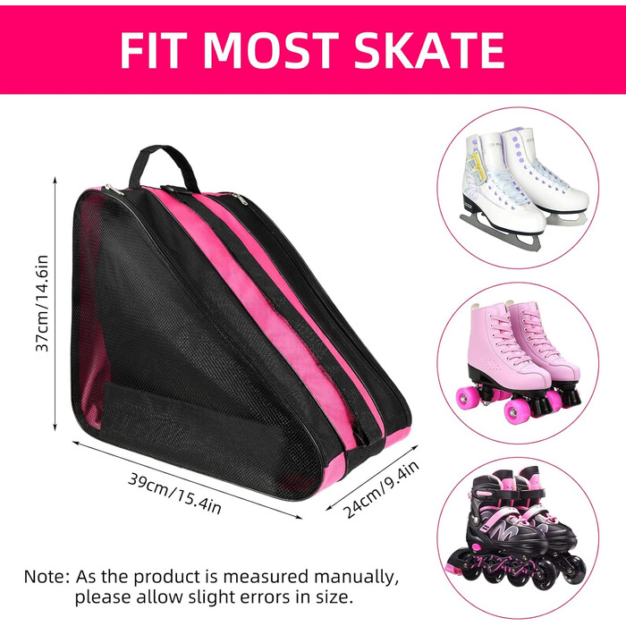 Сумка для роликів та ковзанів для дітей, рожева, з регульованими ремінцями та відділеннями