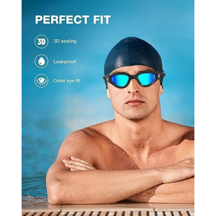 Окуляри для плавання ZIONOR G1 SE Anti-Fog для дорослих, чоловіків та жінок, чорно-золоті