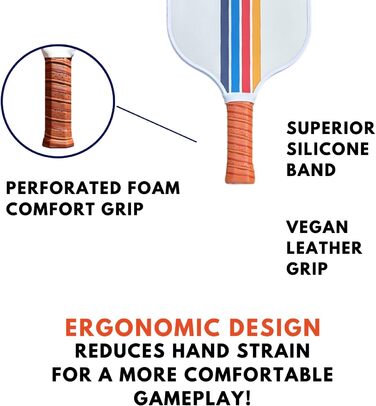 Паддл для піклболу Frolly Premium: міцне покриття з скловолокна, полімерний стержневий каркас, веганський шкіряний грифель, стандарт USAPA, для гри в приміщенні та на вулиці, з чохлом, подарунок для чоловіків