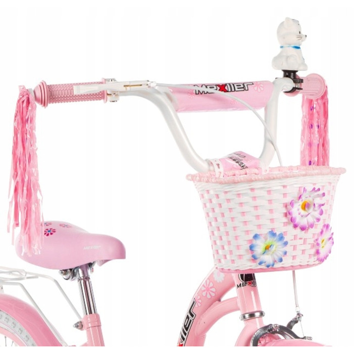 Дитячий велосипед для дівчинки Mexller, 20 дюймів, рожевий, з додатковими страховочними колесами