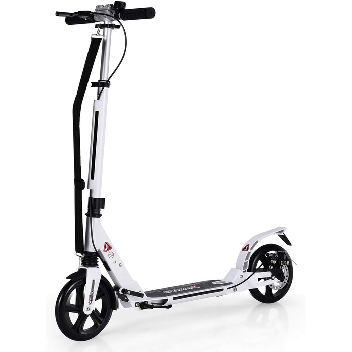 GOPLUS Roller Kinder 8 років: міський тредролер для дітей, підлітків та дорослих (до 100 кг), регульована висота, складний, з гальмом та ременем (білий)