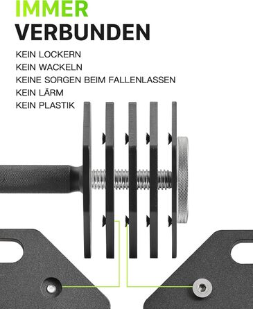 Гантель регульована восьмигранна Eisenlink 20-36 кг, сталева, з антиковзним грифом, для фітнесу вдома та в залі