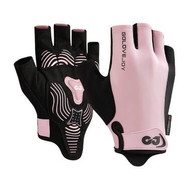 Флінтронік велоперчатки напівпальцеві для чоловіків, спортивні велоперчатки з антиковзаючою поверхнею та амортизацією, з 6 вставками, дихаючі велоперчатки для гірського велосипеда, шосе, фітнесу (M, Рожевий)