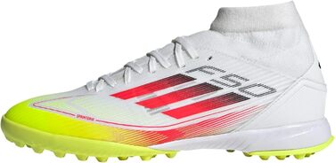 Жіночі футбольні бутси adidas F50 League Mid для гри на траві (46.5 EU, білий/червоний/жовтий)