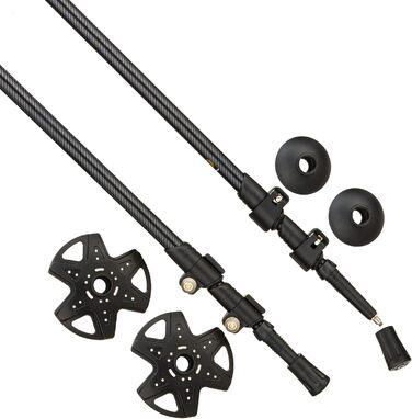 Трекінгові палиці для скандинавської ходьби Nordic Walking, ультралегкі односекційні палиці з гумовими наконечниками для жінок та чоловіків (Чорний, 110/115 см)