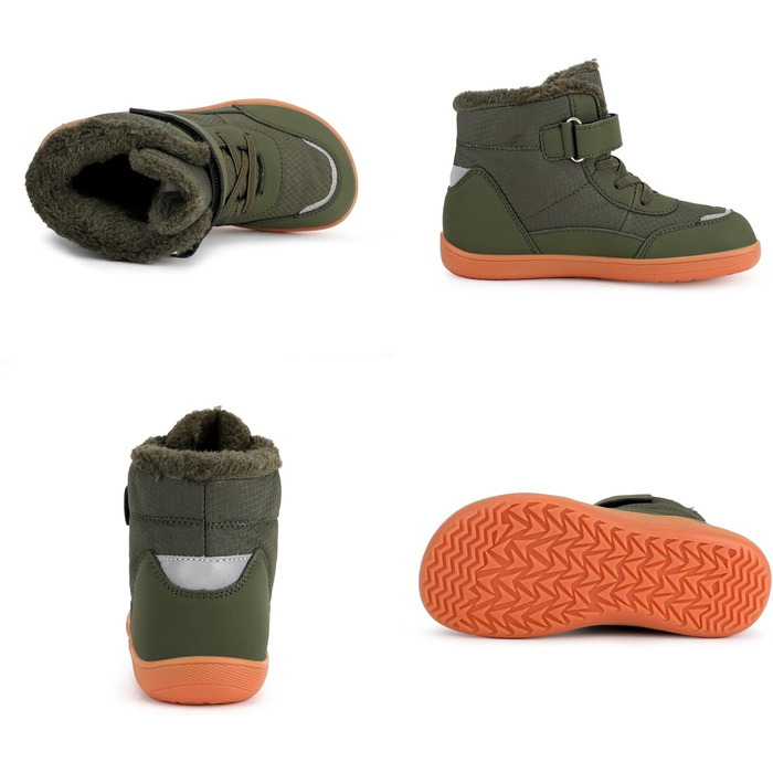 Дитячі зимові шкарпетки-черевики для хлопчиків та дівчаток, теплі, з підкладкою, для активного відпочинку, трекінгу та хайкінгу, легкі, неслизькі, зимові черевики, армійний зелений, розмір EU25-36