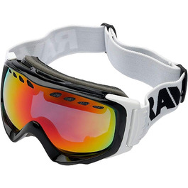 Гірськолижна маска Ravs by Alpland SNOWBOARDBRILLE, 100% захист, гібридна, червоний Lasergold, дзеркальна, сумісна з шоломом, антифог, сферична подвійна лінза, для окулярів