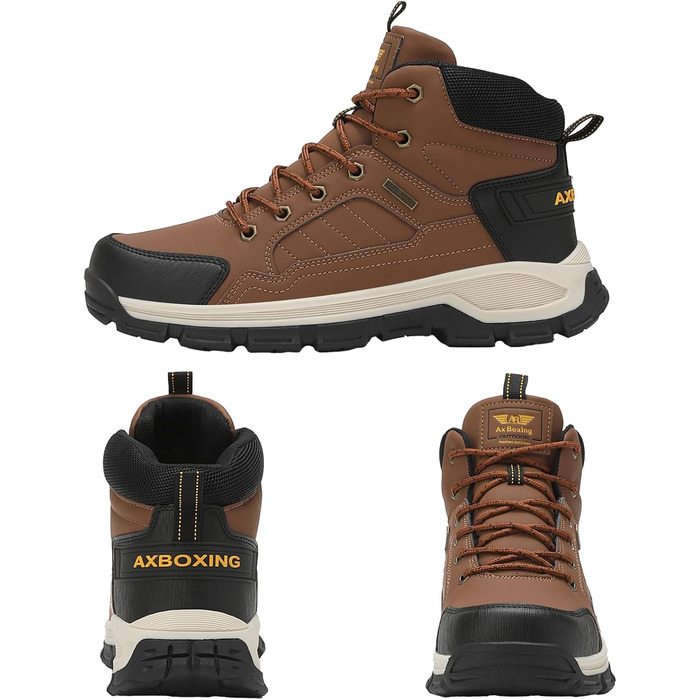 Чоловічі зимові черевики AX BOXING: утеплені, трекінгові, для ходьби в горах, водонепроникні, антиковзаючі, розмір 41-46 EU (колір: коричневий, розмір 42 EU)