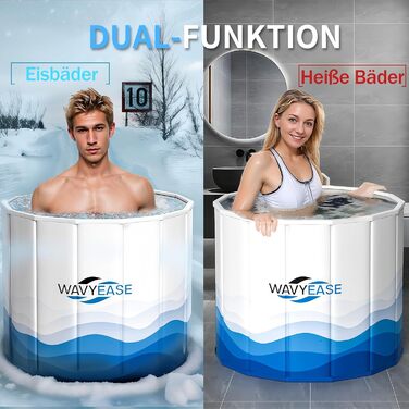 Зручна складана ванна для криотерапії | Ø80 x 75 см | Для спортсменів та дорослих | З ізольованою кришкою | Сірий та білий колір