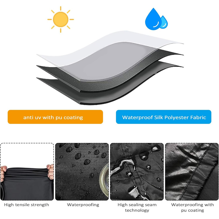 Захисний чохол для мотоцикла з поліестеру 190T, водонепроникний, UV-захист, 245x105x125 см