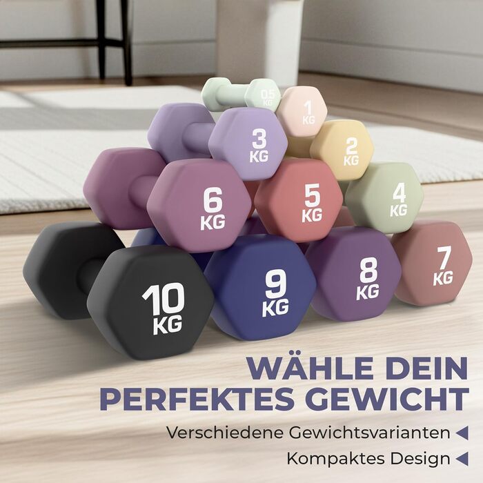 Набір гантелей HQ Germany® 9 кг (2 шт) для фітнесу та Pilates, Indigo Blue - Hanteln Set, Dumbbells, Home Gym