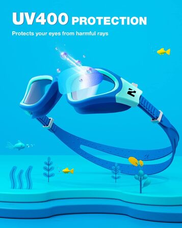 Дитячі окуляри для плавання ZIONOR G1MINI, поляризовані/не поляризовані, антитуманні, захист від УФ, для дівчаток та хлопчиків (6-14 років), колір BlueGreenClear