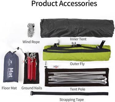Намет Naturehike Cloud Up 1 - Ultralight, 1-місний, 4-сезонний, зелений (20D Upgrade)