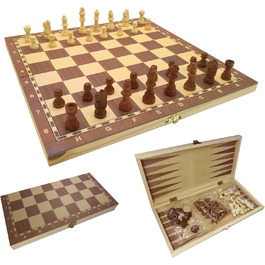 Шахове, шашки та бейсбольне поле 3 в 1 C&T у дерев'яній складаній коробці (33,8 см)