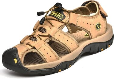 Чоловічі сандалі з натуральної шкіри для відпочинку, трекінгу та риболовлі. Легкі, дихаючі сандалі на літо (47 EU, Хакі)