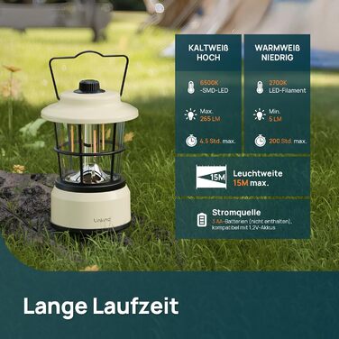 LED кемпінговий ліхтар Linkind: регульована яскравість, 2 кольори, акумулятор, 200 годин роботи, IPX4, для кемпінгу, намету, туризму (2 шт.)