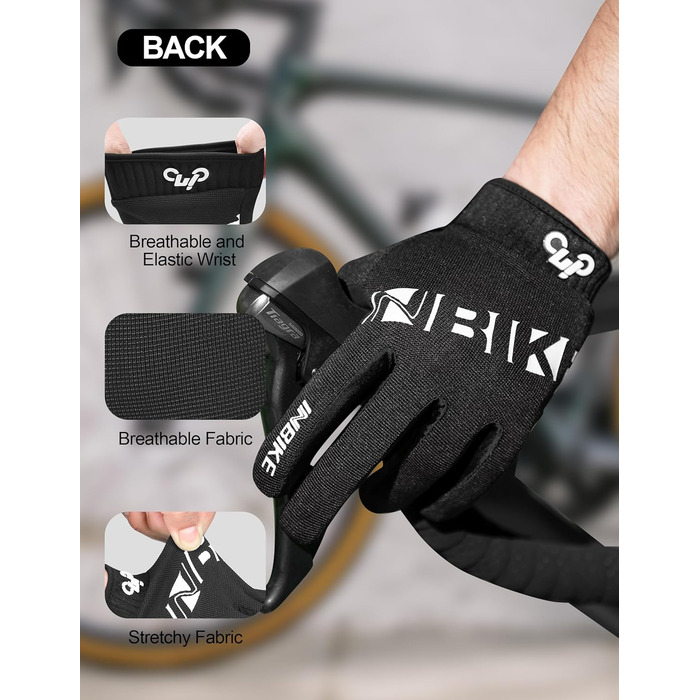 Велосипедні рукавички INBIKE MTB з антиковзким силіконом. Дихаючі рукавички для гірського велосипеда, даунхілу та інших видів спорту. Розмір L