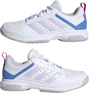 Жіночі кросівки Adidas Ligra 7 Indoor для залу (48 EU, білий, сріблястий, синій)